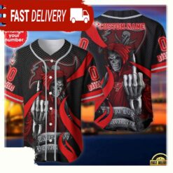 NFL Custom Name Number Tampa Bay Buccaneers Skull Death Baseball Jersey Shirt - available at - sportfansshop.com