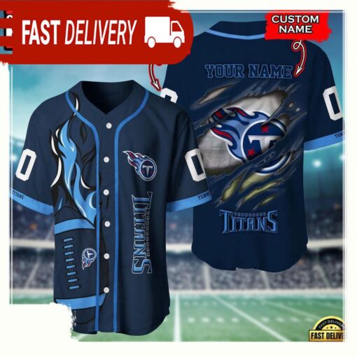 NFL Custom Name Number Tennessee Titans Football Team Baseball Jersey Shirt - available at - sportfansshop.com