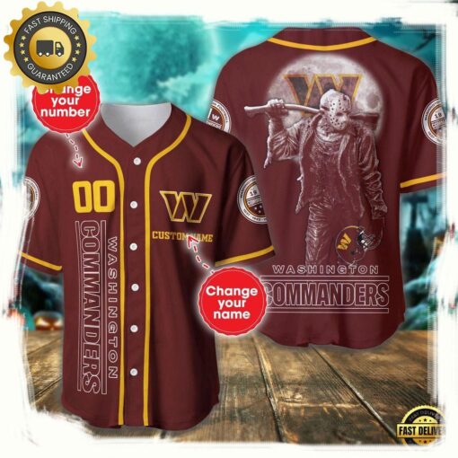 NFL Custom Name Number Washington Commanders Horror 3D New Design Baseball Jersey Shirt - available at - sportfansshop.com