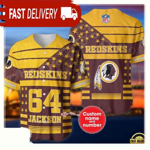 NFL Custom Name Number Washington Football Team American Flag New Design Baseball Jersey Shirt - available at - sportfansshop.com