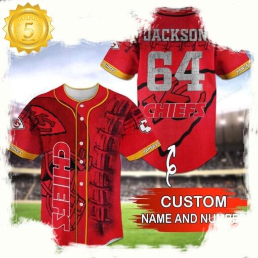 NFL Custom Name NumberKansas City Chiefs Baseball Jersey Shirt - available at - sportfansshop.com