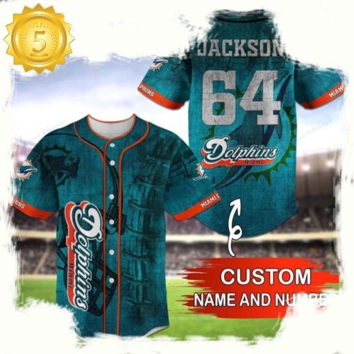 NFL Custom Name NumberMiami Dolphins Baseball Jersey Shirt - available at - sportfansshop.com