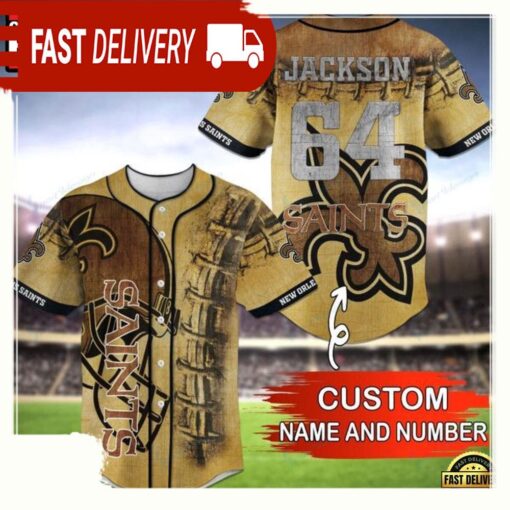 NFL Custom Name NumberNew Orleans Saints Baseball Jersey Shirt - available at - sportfansshop.com