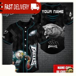 NFL Custom Name Philadelphia Eagles Mascot Baseball Jersey - available at - sportfansshop.com