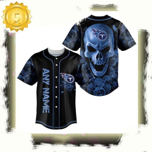 NFL Custom Name Tennessee Titans Football Skull Baseball Jersey Shirt - available at - sportfansshop.com