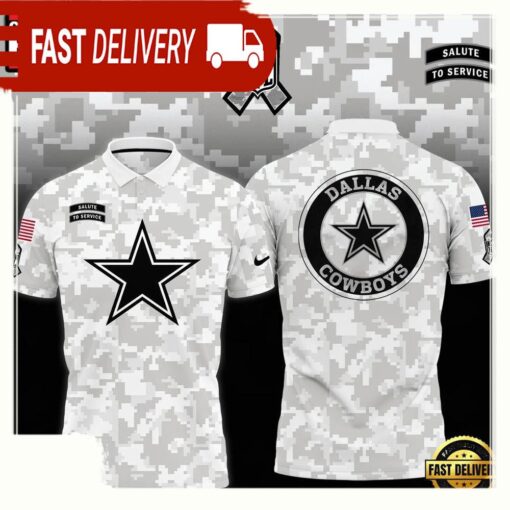 NFL Dallas Cowboys Camo 2025 Salute to Service Polo Shirt - available at - sportfansshop.com