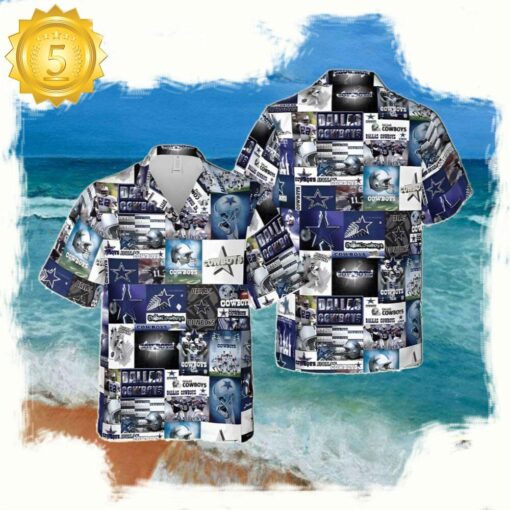 NFL Dallas Cowboys Collage Summer Hawaiian Shirts NFL - available at - sportfansshop.com