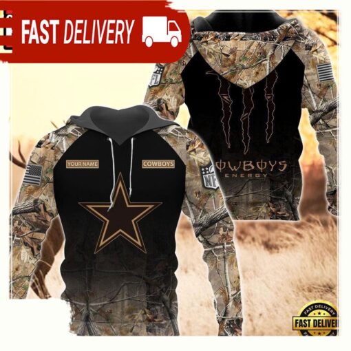 NFL Dallas Cowboys Custom Name Hoodie Camo Hunting - available at - sportfansshop.com