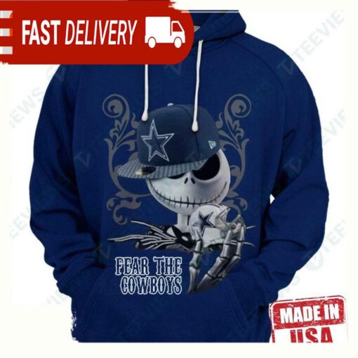 NFL Dallas Cowboys Jack Skeleton Fear The Sports Zip Up Unisex Hoodie - available at - sportfansshop.com