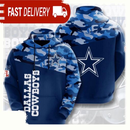 NFL Dallas Cowboys Navy Camoflage 3D Hoodie Shirt - available at - sportfansshop.com