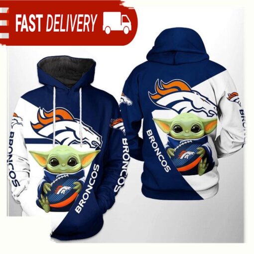 NFL Denver Broncos Baby Yoda Team 3D Printed Hoodie Shirt - available at - sportfansshop.com