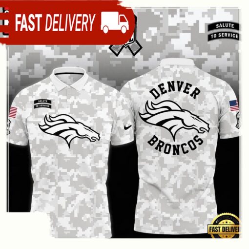 NFL Denver Broncos Camo 2025 Salute to Service Polo Shirt - available at - sportfansshop.com