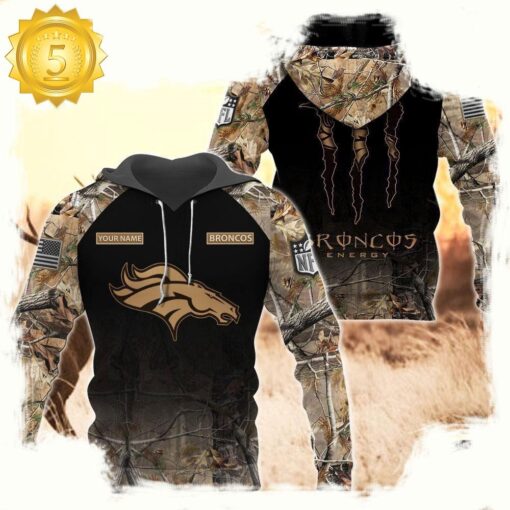 NFL Denver Broncos Custom Name Hoodie Camo Hunting - available at - sportfansshop.com