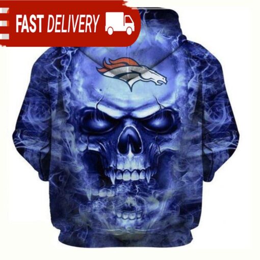 NFL Denver Broncos Football Skull Hoodie All Over Print Hoodie Shirt - available at - sportfansshop.com