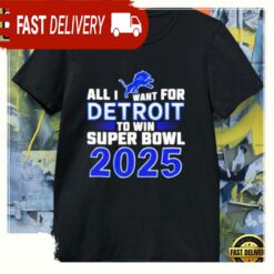 NFL Detroit Lions All I Want For Detroit To Win Super Bowl LIX 2025 T Shirt - available at - sportfansshop.com