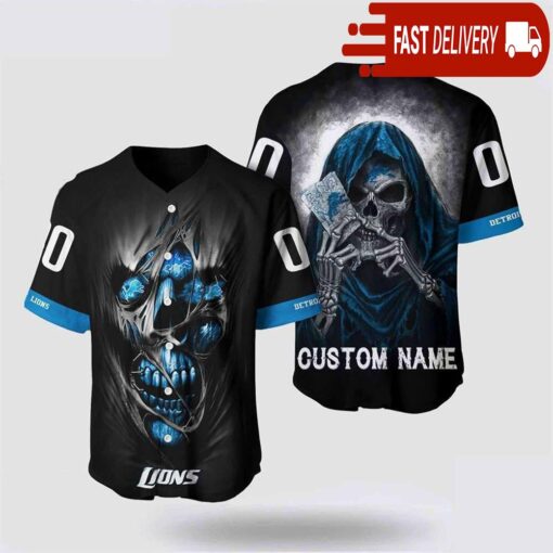 NFL Detroit Lions Baseball Jersey Alchemy Grim Reaper Design Your Own Shirt - available at - sportfansshop.com