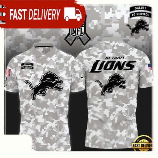 NFL Detroit Lions Camo 2025 Salute to Service Polo Shirt - available at - sportfansshop.com