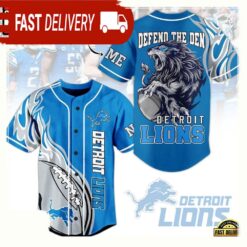 NFL Detroit Lions Defend The Den Custom Name Baseball Jersey - available at - sportfansshop.com