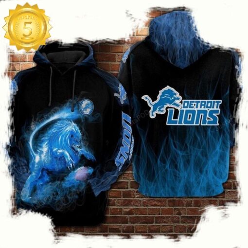 NFL Detroit Lions Football Lions Smoke 3D Hoodie Shirt - available at - sportfansshop.com