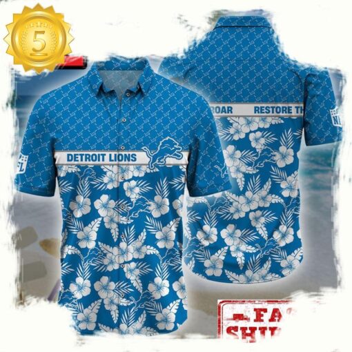 NFL Detroit Lions Palm Leaves New Design Hawaiian Shirt - available at - sportfansshop.com