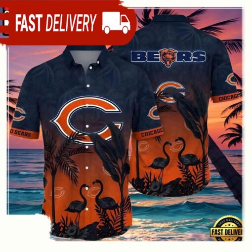 NFL Flamingo And Flower Funny Chicago Bears Hawaii Shirt - available at - sportfansshop.com