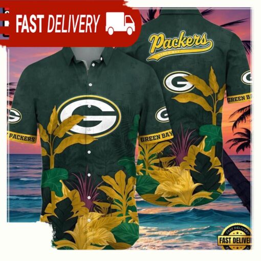 NFL Green Bay Packers Aloha Shirt Flower Hawaiian Style - available at - sportfansshop.com