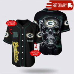 NFL Green Bay Packers Baseball Jersey 3D Personalized Skull Shirt for Your Football Team - available at - sportfansshop.com