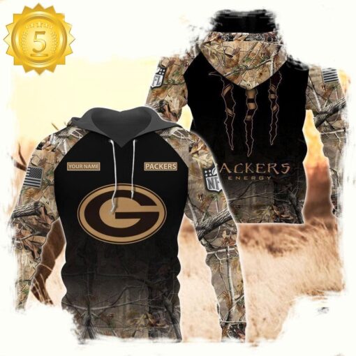 NFL Green Bay Packers Custom Name Hoodie Camo Hunting - available at - sportfansshop.com