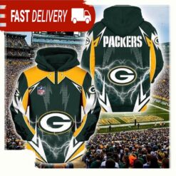 NFL Green Bay Packers Lightning All Over Print Unisex Hoodie - available at - sportfansshop.com