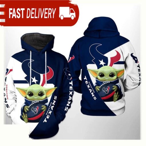 NFL Houston Texans Baby Yoda Team 3D Printed Hoodie Shirt - available at - sportfansshop.com