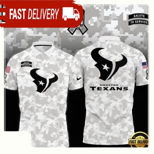 NFL Houston Texans Camo 2025 Salute to Service Polo Shirt - available at - sportfansshop.com