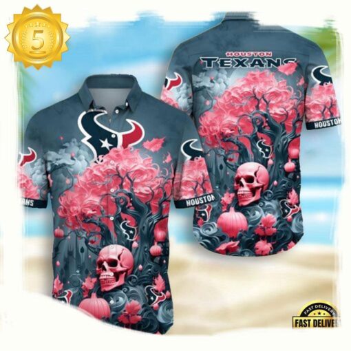 NFL Houston Texans Skull Pumpkin Hawaiian Shirt For Men Women - available at - sportfansshop.com