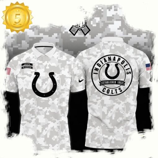 NFL Indianapolis Colts Camo 2025 Salute to Service Polo Shirt - available at - sportfansshop.com