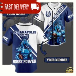 NFL Indianapolis Colts horse Power Custom Name Number Baseball Jersey - available at - sportfansshop.com