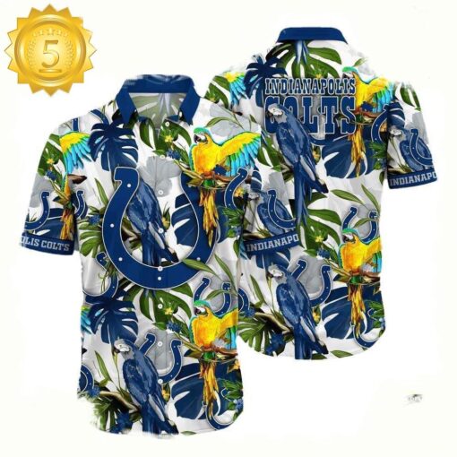 NFL Indianapolis Colts Parrots Tropical Flower Hawaiian Shirt For Men Women - available at - sportfansshop.com