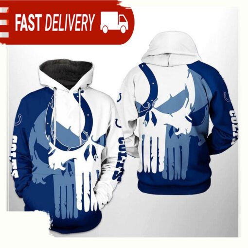 NFL Indianapolis Colts Team Skull 3D Printed Hoodie Shirt - available at - sportfansshop.com