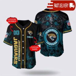 NFL Jacksonville Jaguars Personalized Baseball Jersey with Name and Number - available at - sportfansshop.com