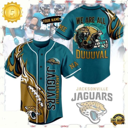 NFL Jacksonville Jaguars We Are All Duuuval Custom Name Baseball Jersey - available at - sportfansshop.com