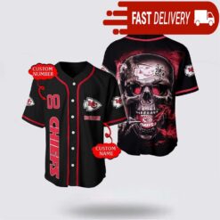 NFL Kansas City Chiefs Baseball Jersey 3D Personalized Skull Shirt for Your Football Team - available at - sportfansshop.com