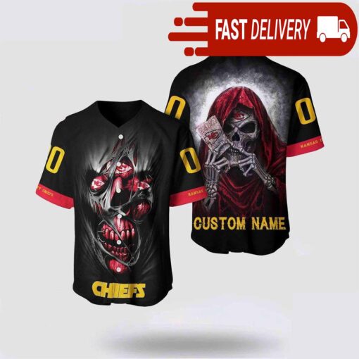 NFL Kansas City Chiefs Baseball Jersey Alchemy Grim Reaper Design Your Own Shirt - available at - sportfansshop.com