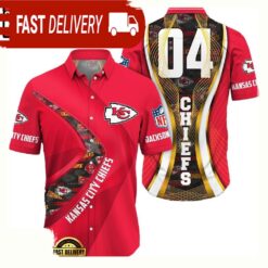 NFL Kansas City ChiefsCustom Name Number New Design Hawaiian Shirt For Men Women - available at - sportfansshop.com