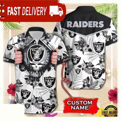 NFL Las Vegas Raiders Grateful Dead Personalized Unisex Hawaiian Shirt - available at - sportfansshop.com