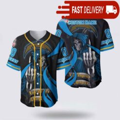 NFL Los Angeles Chargers Grim Reaper Custom Name Baseball Jersey Gift for Your Squad - available at - sportfansshop.com