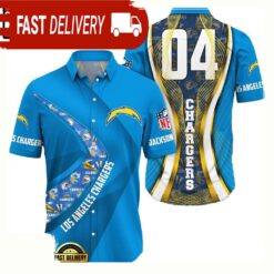 NFL Los Angeles ChargersCustom Name Number New Design Hawaiian Shirt For Men Women - available at - sportfansshop.com