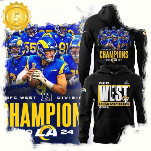 NFL Los Angeles Rams NFC West Champions New Design 3D Hoodie - available at - sportfansshop.com