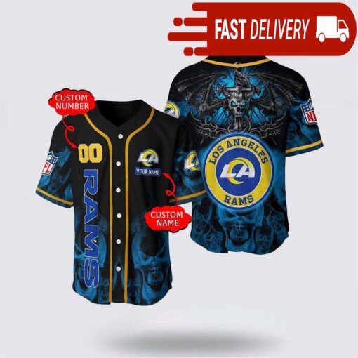 NFL Los Angeles Rams Personalized Baseball Jersey with Name and Number - available at - sportfansshop.com