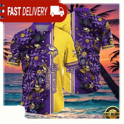 NFL Men’s Minnesota Vikings Hawaiian Shirt - available at - sportfansshop.com