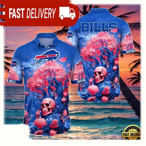 NFL Mens Skull Hawaiian Shirts Buffalo Bills - available at - sportfansshop.com