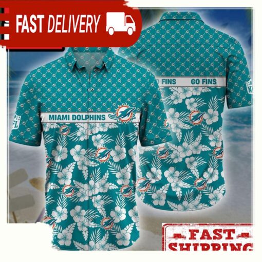 NFL Miami Dolphins Palm Leaves New Design Hawaiian Shirt - available at - sportfansshop.com