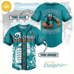 NFL Miami Dolphins Phinz 4 Life Beastmode Custom Name Number Baseball Jersey - available at - sportfansshop.com